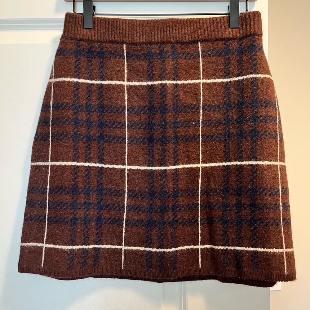 En Saison Brown Plaid Mini Skirt